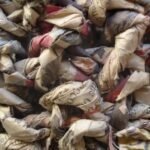 Newspaper crocheted using single crochet stitch